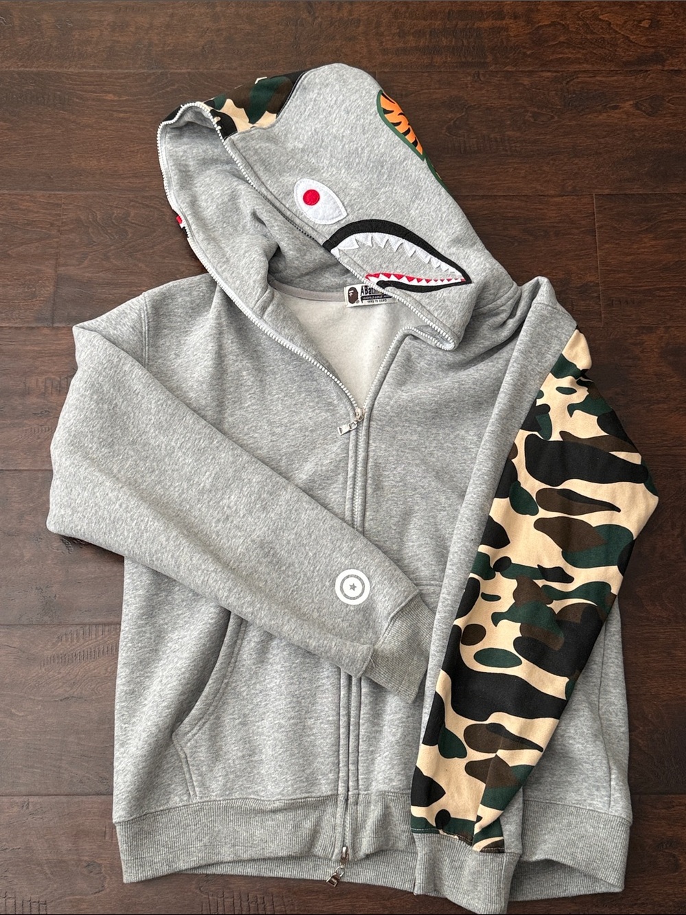 ABathingApe Zip Hoodie with Camo Sleeve